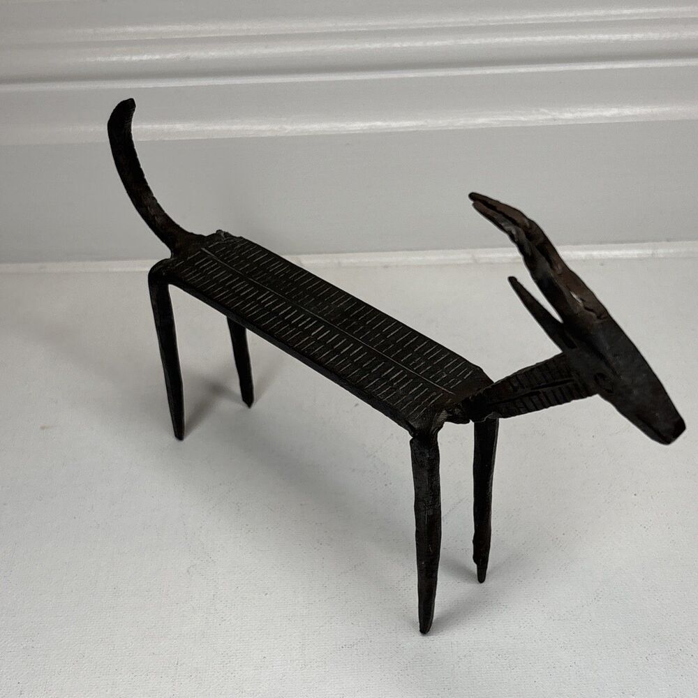 Vintage Mid-Century Modern Brutalist Forged Iron Gazelle Antelope Sculpture - Picture 4 of 16